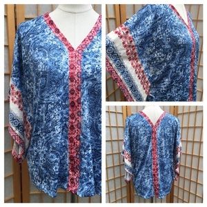 NWT Unity World Wear Print Boho Top SZ M